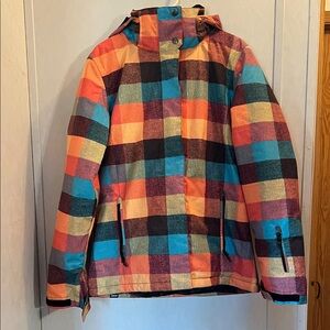 Vibrant Checkered women’s Puffer Jacket